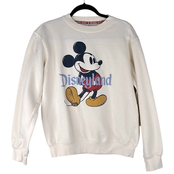 Disney Parks Mickey Mouse Cream Disneyland Long Sleeve Sweatshirt Size Small - Picture 1 of 7